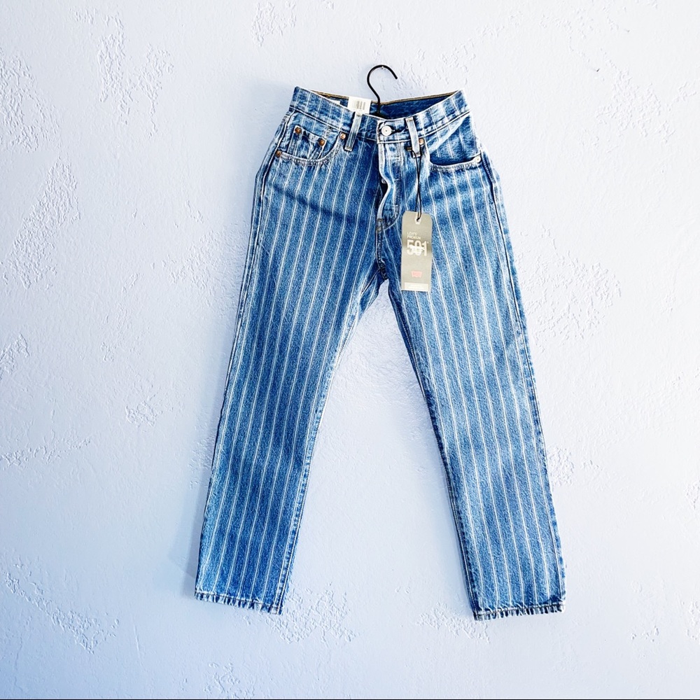 LEVIS 501 Original Striped Straight Leg Jeans 23